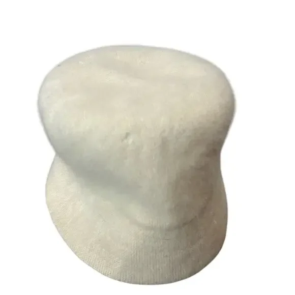 Angora rabbit, wool bucket hat- fuzzy cream- OS- vintage some wear-Y2K retro - Picture 4 of 6